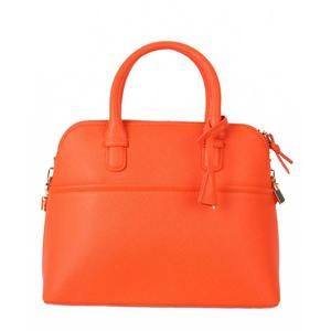 NEW INZI women's double handle structured satchel bag in orange